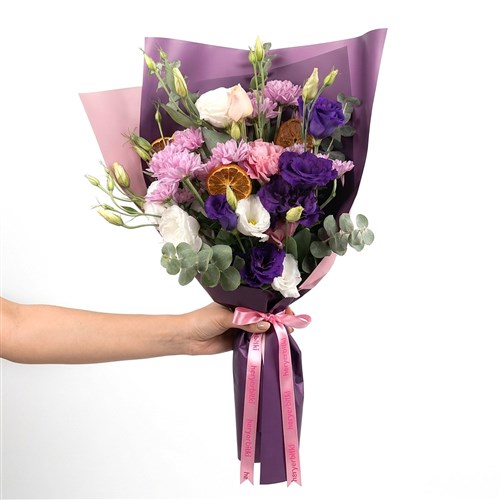 Lisyantus ve Papatya Buketi - Floral Violet