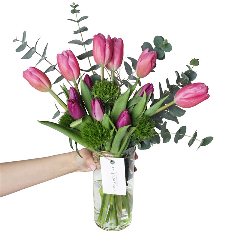 Tulip Greeting (Mor & Pembe Lale Buketi)