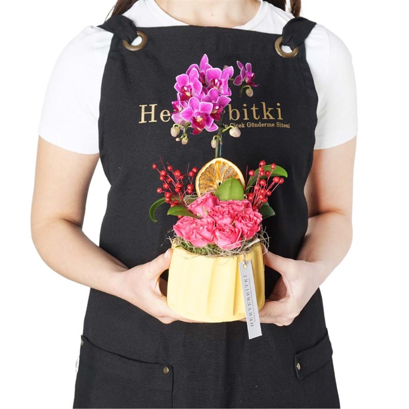 Honey Orchid Roses (Pink Roses and Purple Orchid Arrangement)