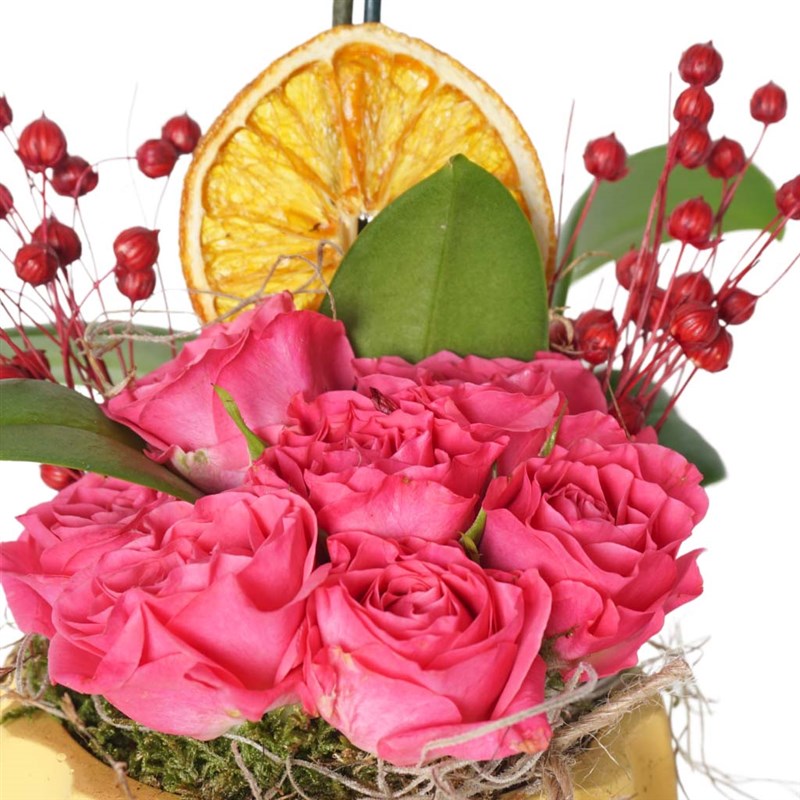 Honey Orchid Roses (Pink Roses and Purple Orchid Arrangement)