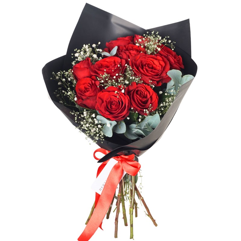Scarlet (Kırmızı Güller ve Cipso Buketi)