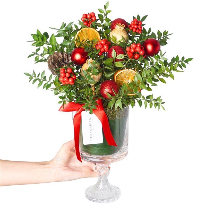 New Year Elegance (Cam Vazolu Deluxe Kokina Aranjmanı)