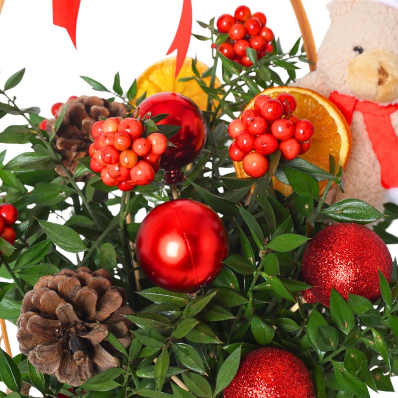 New Year Basket with Teddy (Kokinalı Yılbaşı Sepeti)