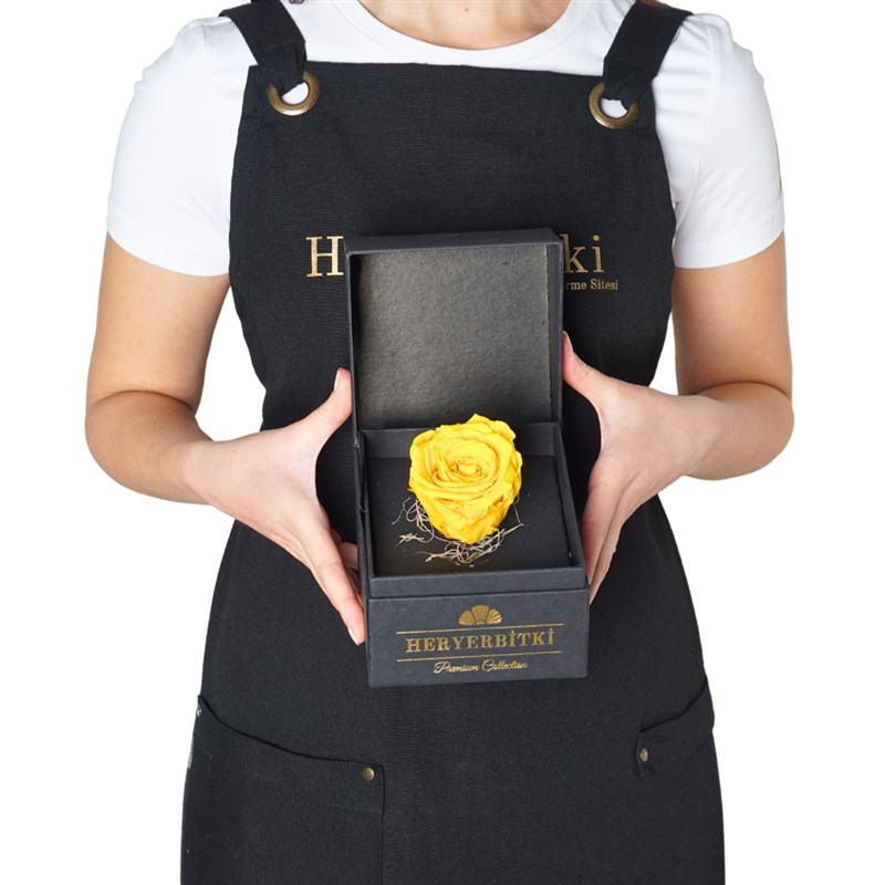 Premium Boxed Yellow Everlasting Rose