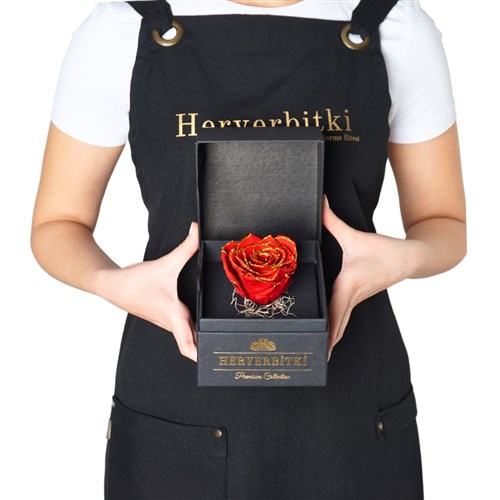 Premium Kutuda Simli Kırmızı Solmayan Gül