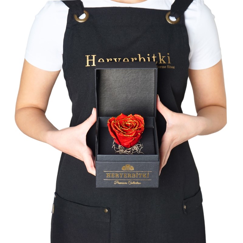Glittery Red Everlasting Rose in a Premium Box