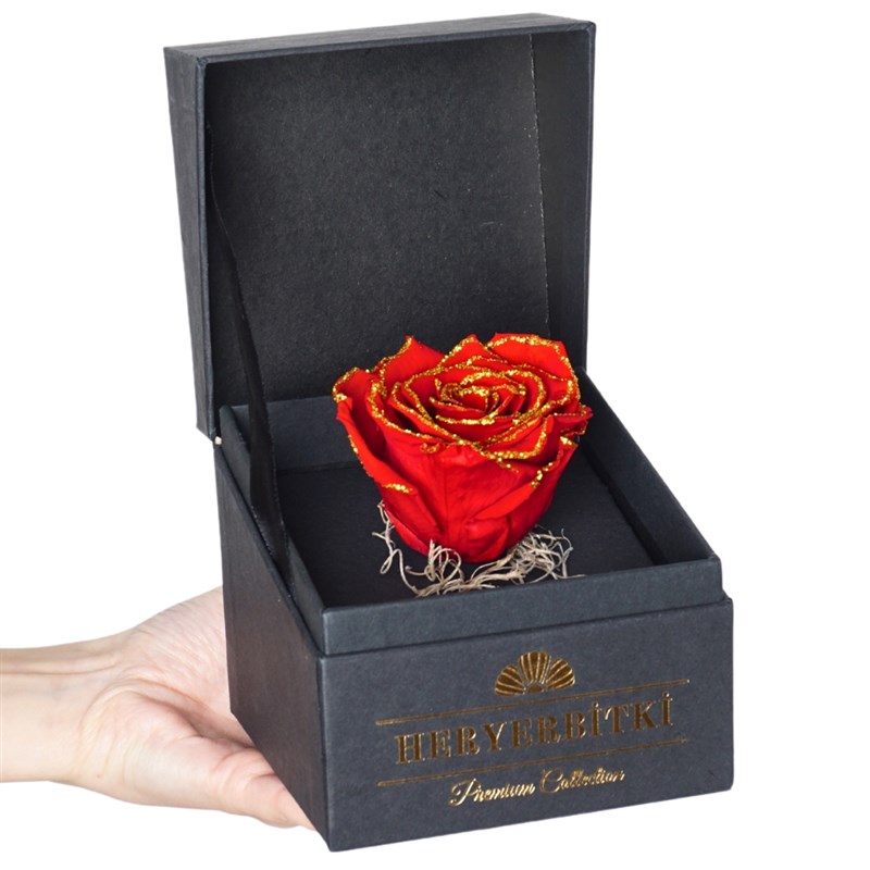 Glittery Red Everlasting Rose in a Premium Box