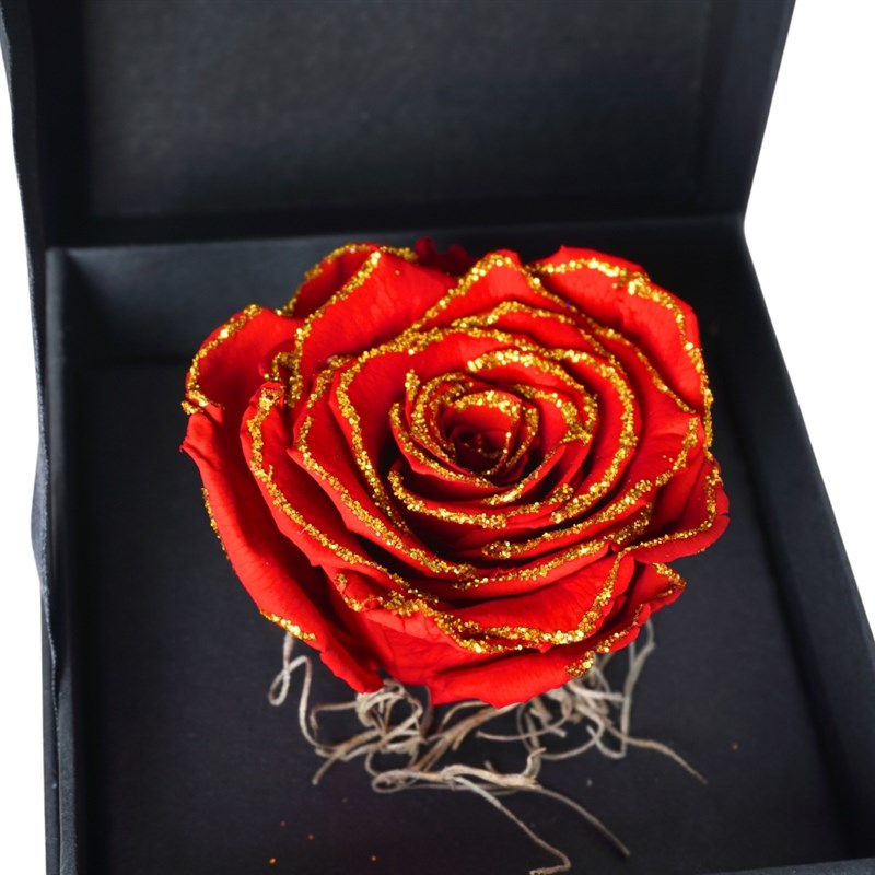 Glittery Red Everlasting Rose in a Premium Box