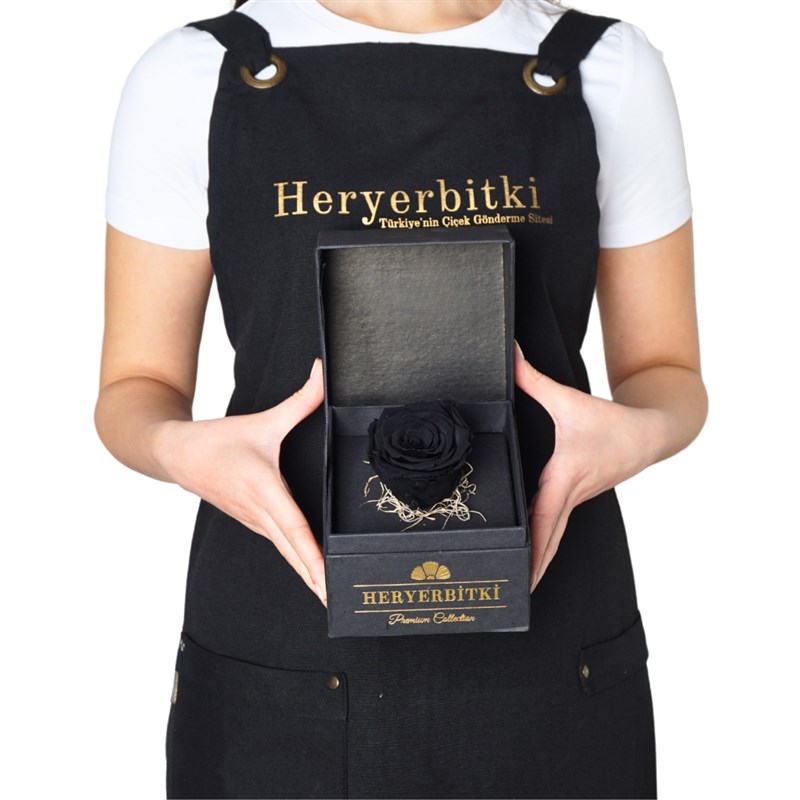Premium Kutuda Siyah Solmayan Gül