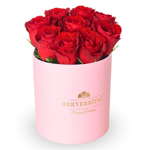 Premium Pembe Kutuda Kırmızı Güller