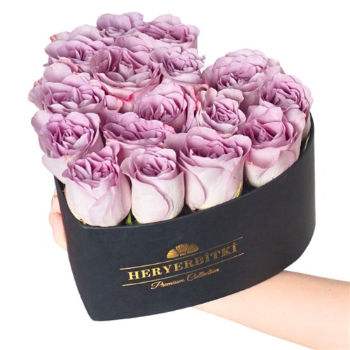 Heart Premium Box with 19 Lilac Roses
