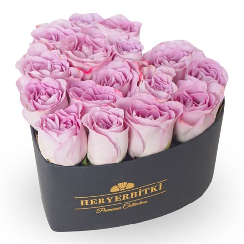 Heart Premium Box with 19 Lilac Roses