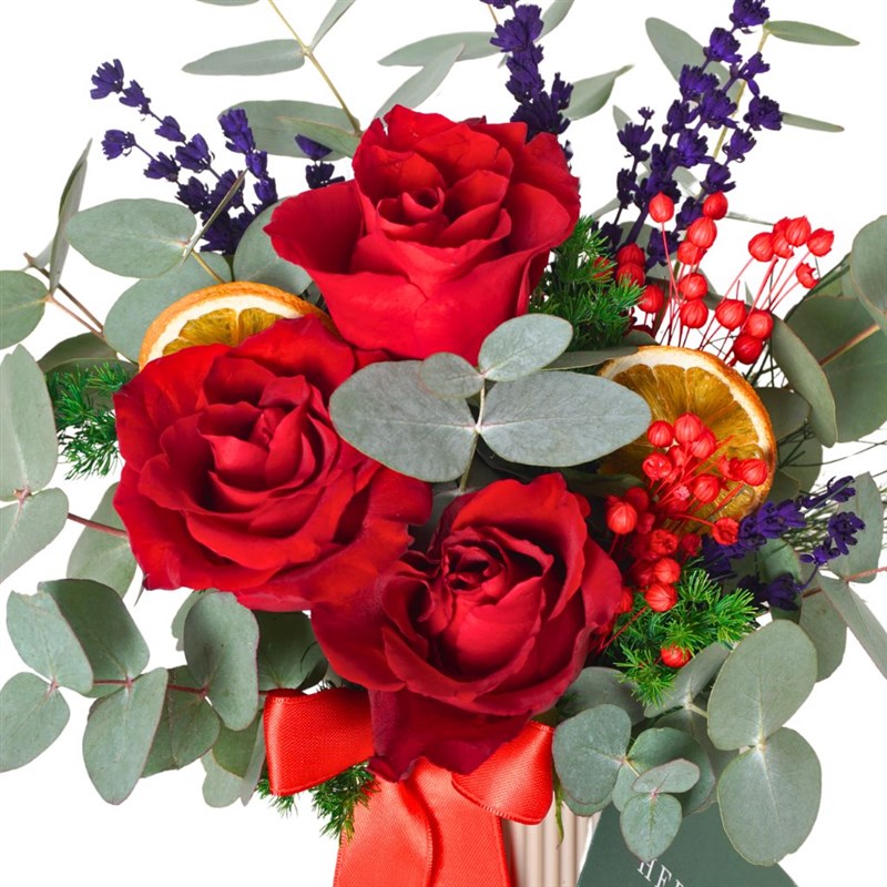 Floral Ruby Embrace (3 Kırmızı Gül)