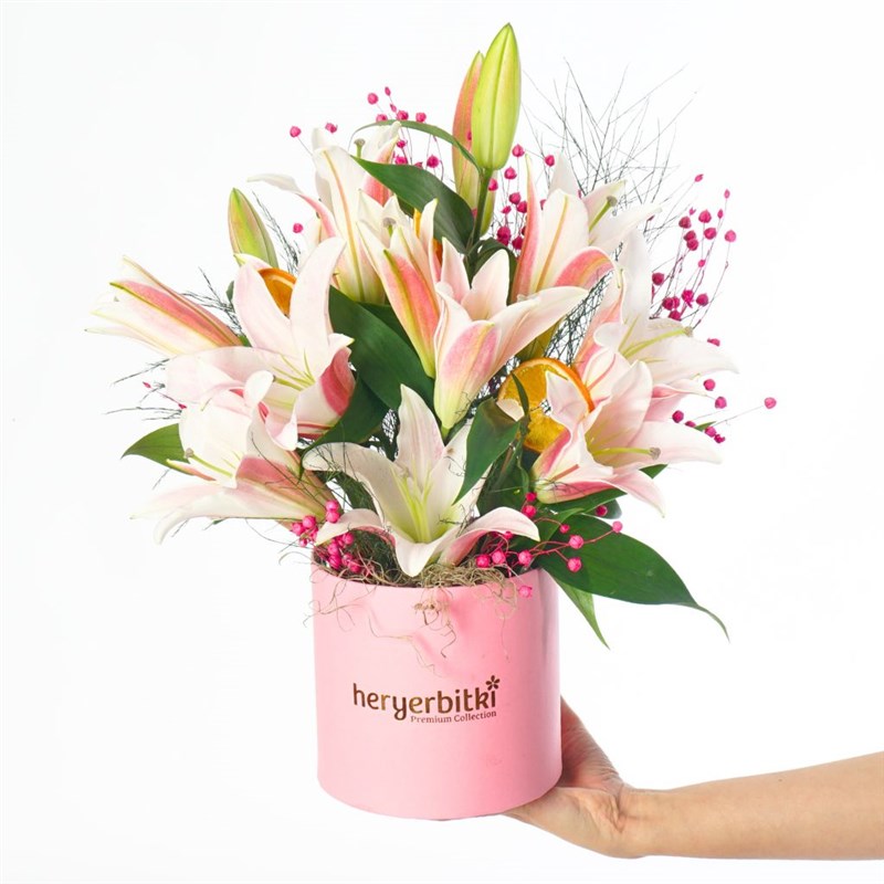 Pink Lilium (Pink Lily Arrangement in a Box)