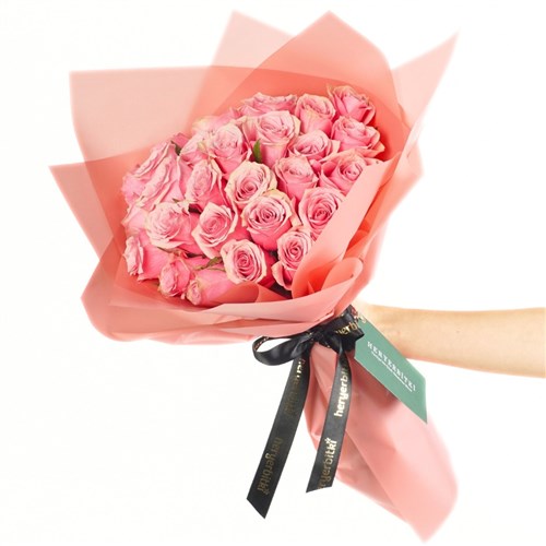 30'lu Pembe Güller Buketi - Pembe Hediye Paketli