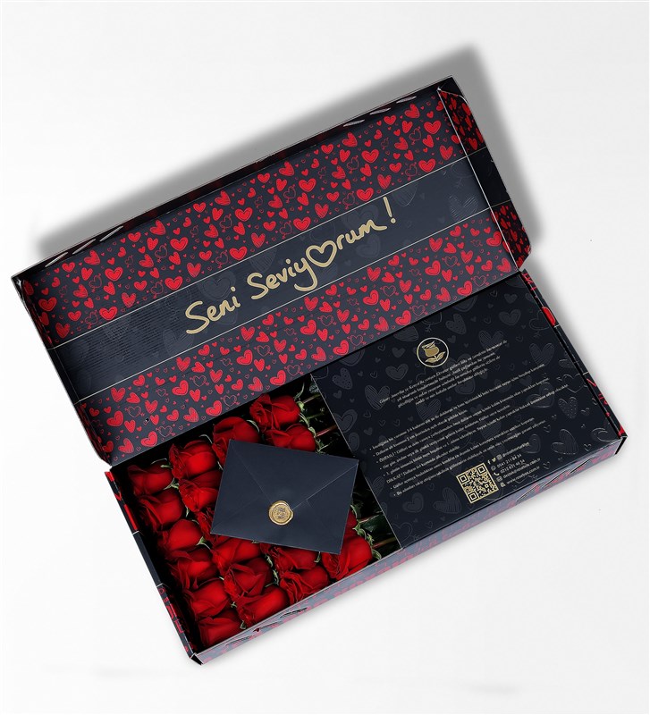 I Love You Box of 24 Red Ecuadorian Roses
