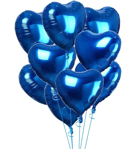 7-Piece Blue Heart Foil Flying Balloons