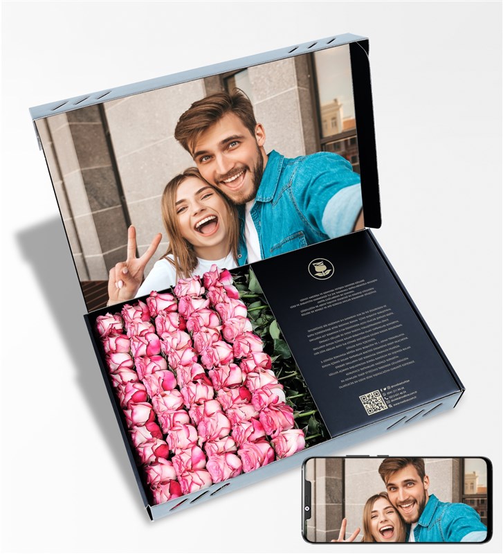 Personalized Photo Rose Box with 3-50 Roses