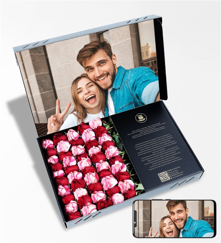 Personalized Photo Rose Box with 3-50 Roses