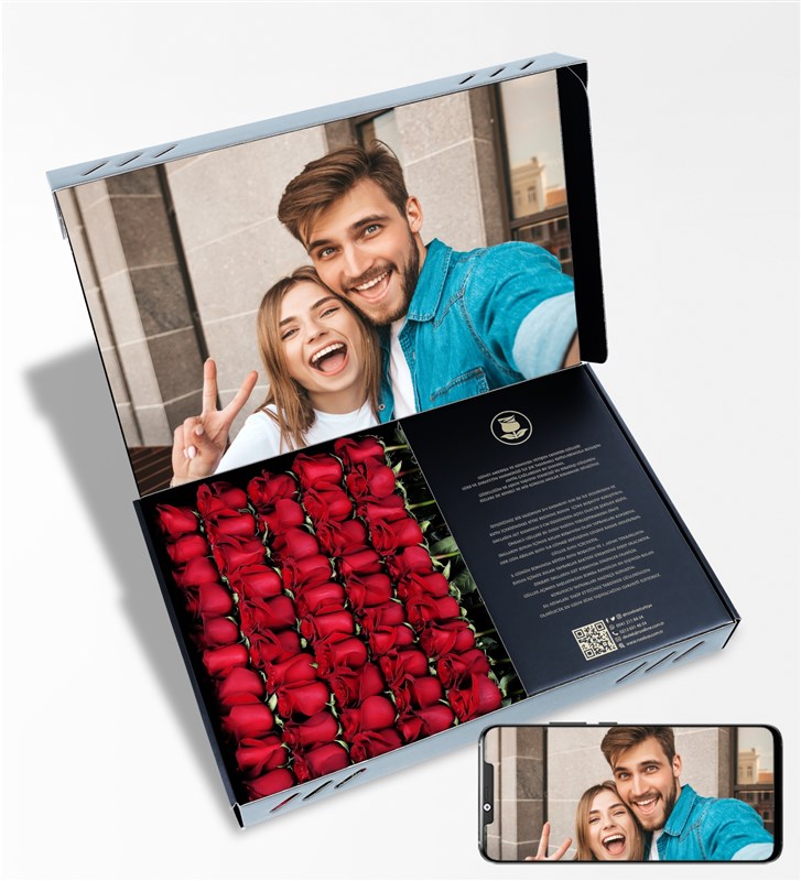 Personalized Photo Rose Box with 3-50 Roses