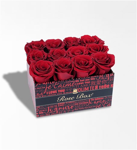 I Love You Taslama Boxed 12 Red Ecuadorian Roses Valentine's Day Flower