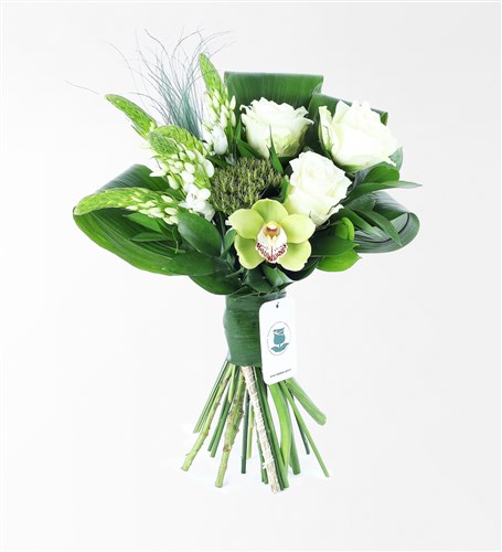 Bouquet of White Roses and Orchids