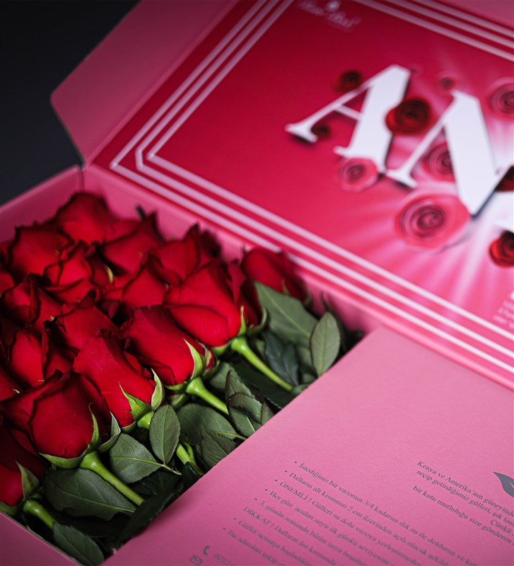 Mom's 24-Pack - 24 Red Roses in a Pink Box for Mother's Day