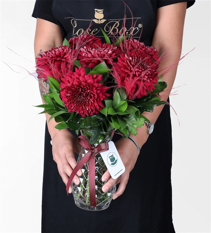 Jumbo Burgundy Anastasia Arrangement in Glass Vase