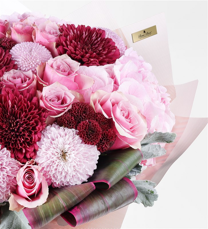 Burgundy Anastasia and Hydrangea Bouquet