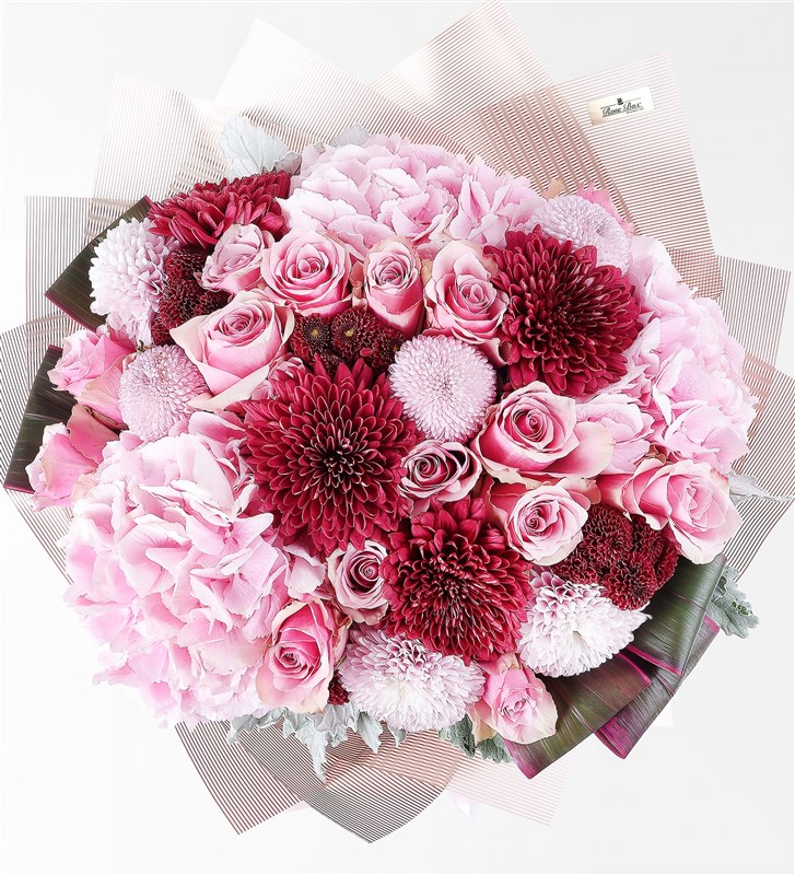 Burgundy Anastasia and Hydrangea Bouquet