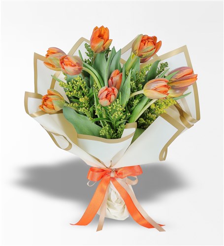 10 Orange Tulip Bouquets