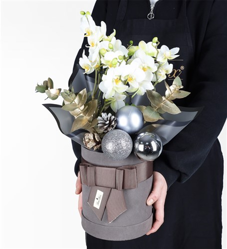 3-4 Dallı Bougetto Orkide Ve Yılbaşı Süsleri - 3
