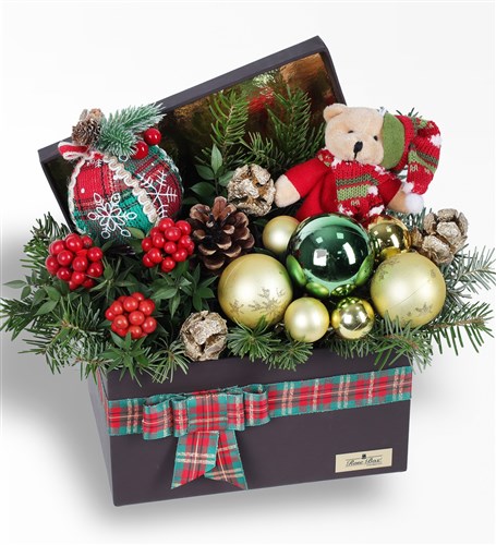 Kokina, Ekoseli Süsler Ve Noel Baba Ayıcıklı Yılbaşı Aranjmanı Xl - 3