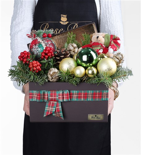 Kokina, Ekoseli Süsler Ve Noel Baba Ayıcıklı Yılbaşı Aranjmanı Xl - 2