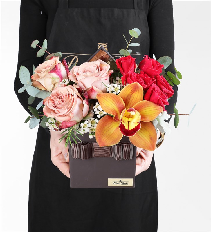Cappuccino Rose, Cybidium Orchid and Arbor Rose