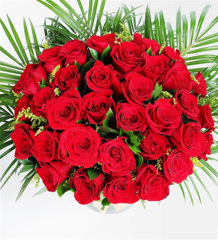 41 Red Roses in a Glass Vase