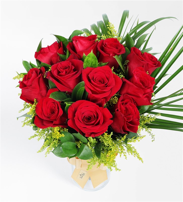 Arrangement of 9 Red Roses in a Vase