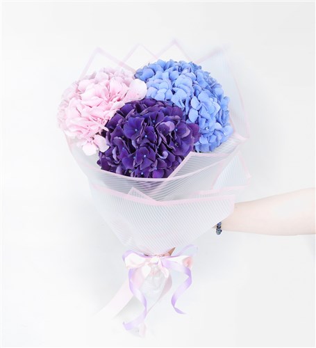 Pink, Purple, Blue Hydrangea Bouquet