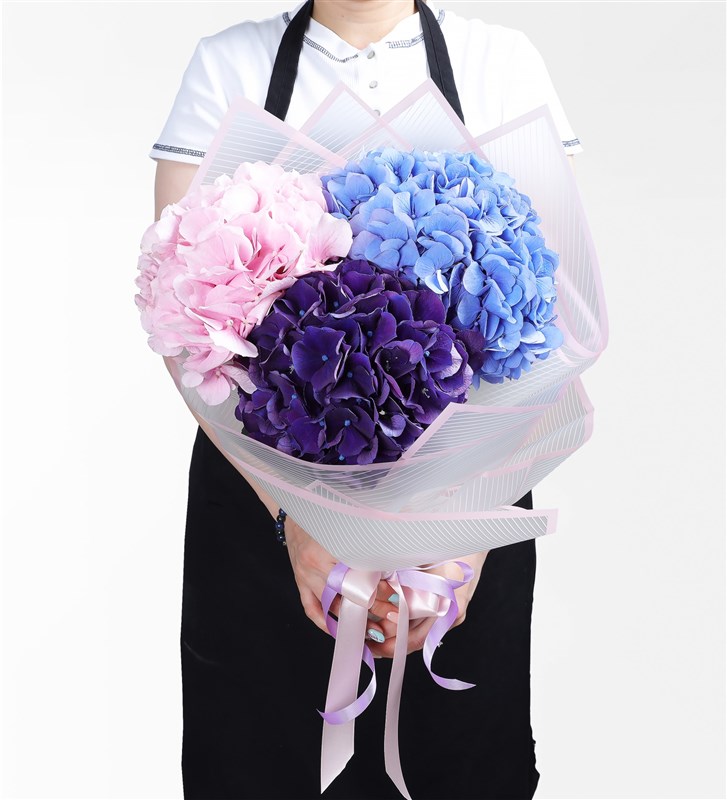 Pink, Purple, Blue Hydrangea Bouquet