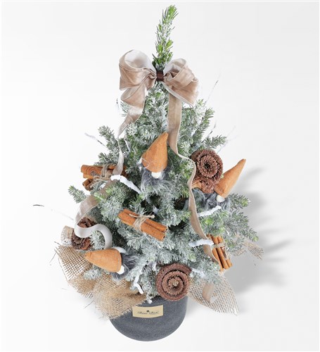 Tarçın Cocos ve Noel Baba Figürlü 50 Cm Işıklı Çam Ağacı - 4