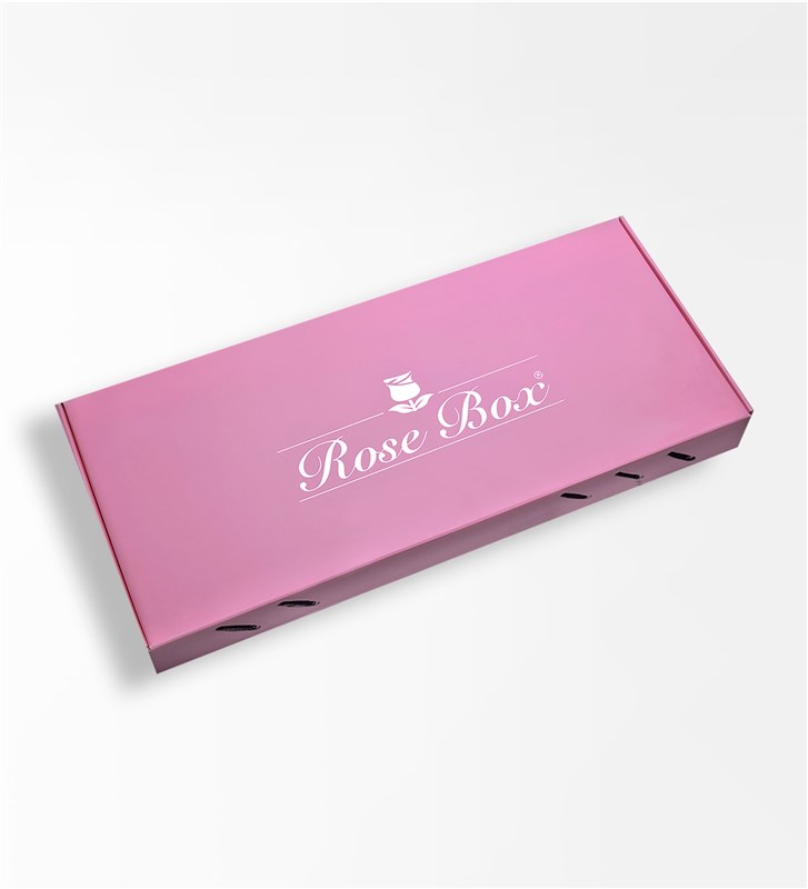 Romance - 12 Pink and White Roses in a Pink Box