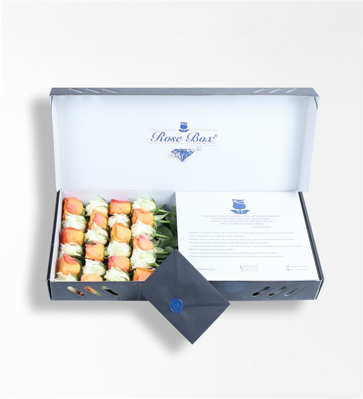 Sapphire - 24 Orange and White Roses