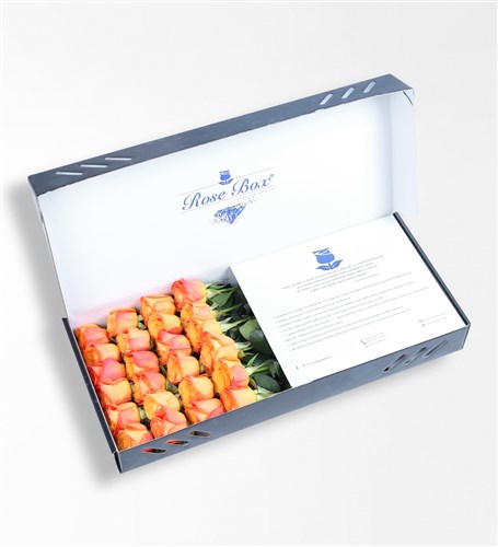 24 Orange Roses in a Sapphire Box