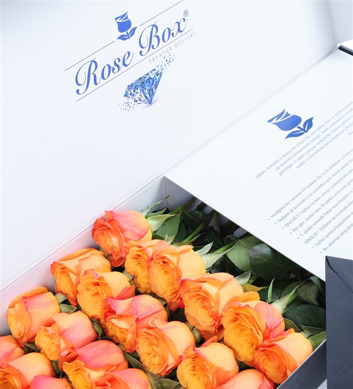 24 Orange Roses in a Sapphire Box