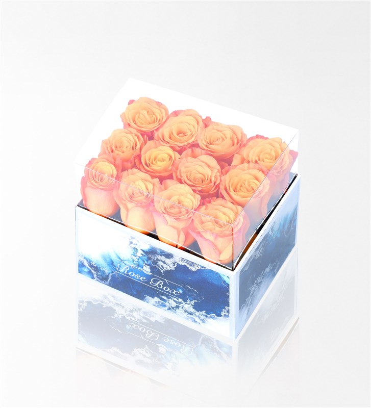 Aquamarine Maxi Box with 12 Orange Roses