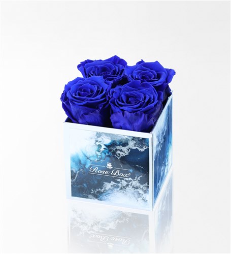 Aquamarine - Set of 4 Blue Everlasting Roses