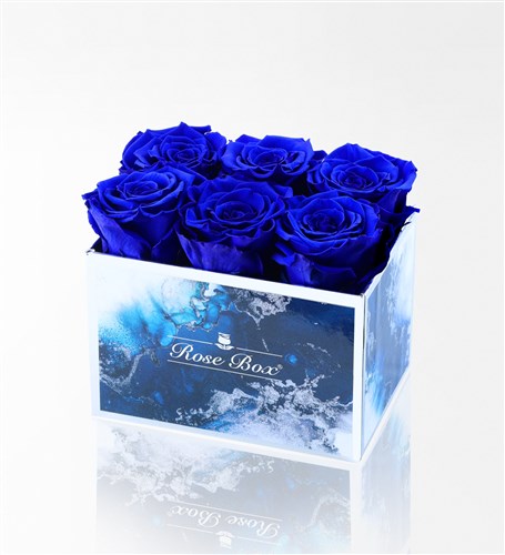 Aquamarine - Set of 6 Blue Everlasting Roses