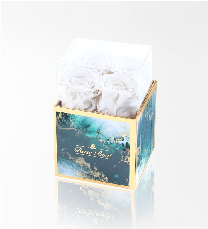 Emerald - Set of 4 White Everlasting Roses