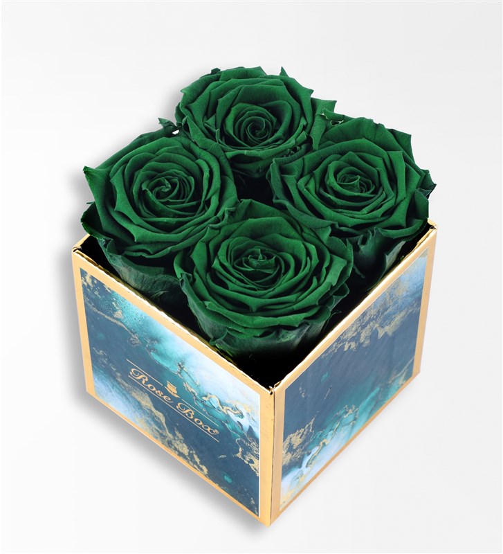 Emerald - Set of 4 Green Everlasting Roses