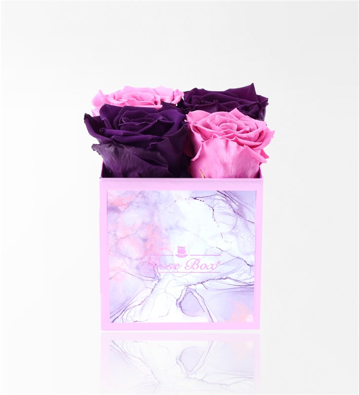 Rose Quartz - Set of 4 Pink and Purple Everlasting Roses
